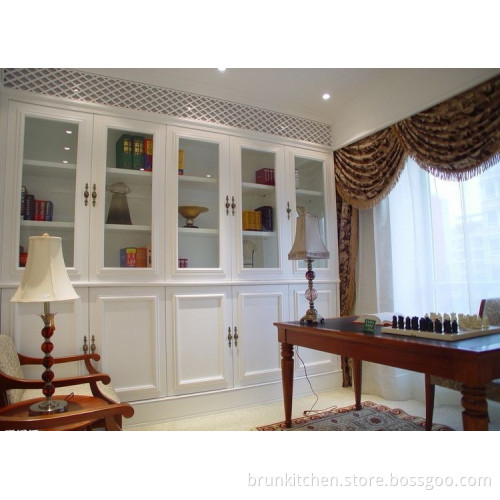 Glass Door Solid Wood Tall Cabinet (Br p-1193)